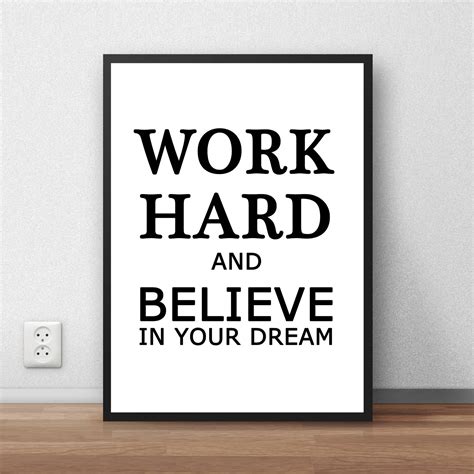 HOT Inspirational Slogan WORK HARD Paining Vintage Kraft Poster Retro ...