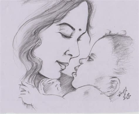 Sketch Of Mother And Baby at PaintingValley.com | Explore collection of ...