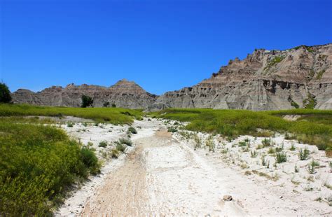 Hiking path into the hills at Badlands National Park, South Dakota ...