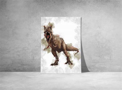 T-REX POSTER Dinosaur Poster Tyrannosaurus Rex Poster Watercolor Art ...