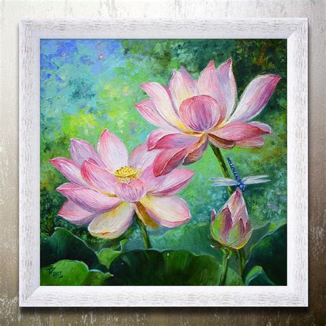 Pink Lotus Painting Lotus Flower Art Lotus Flower Wall Art - Etsy