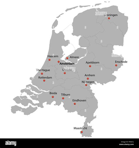 detailed map of the Netherlands with cities Stock Vector Image & Art ...