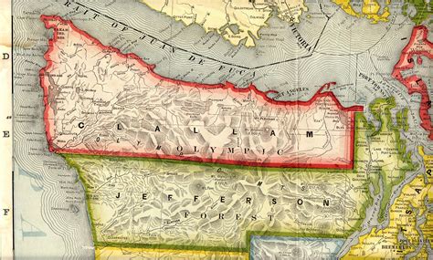 Clallam and Jefferson Counties Washington 1909 Map - Tacoma • mappery