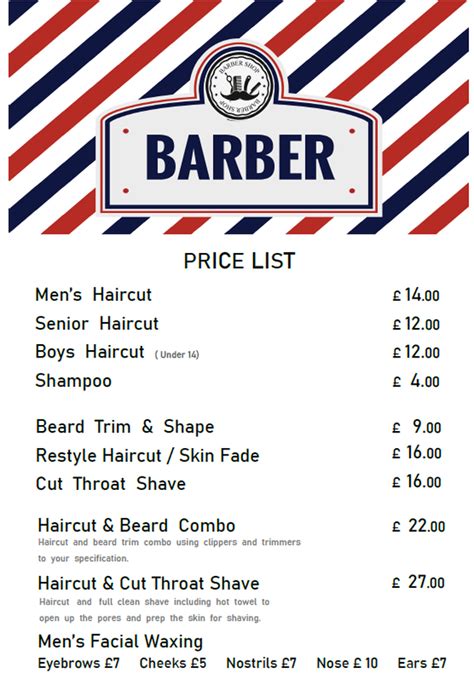 Barber Shop Price List Poster BARBER PRICE SIGN ADVERTISEMENT A4 A3 A2 ...