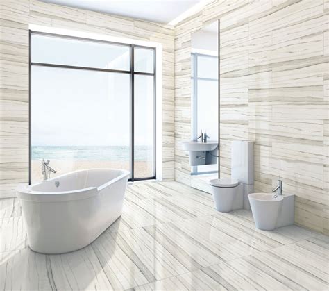 The contemporary bathroom with Stonepeak’s porcelain floor and wall ...