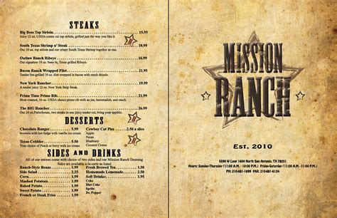 Mission Ranch Restaurant Menu on Behance