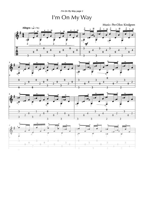 I’m on my way (sheet music + TABs) – PER-OLOV KINDGREN MUSIC ONLINE