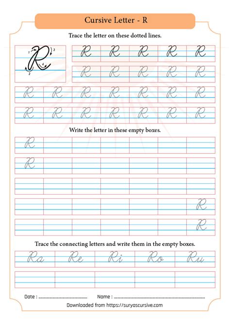 Capital Letter R in Cursive - SuryasCursive.com