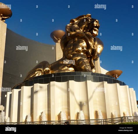 MGM Leo, Giant Lion brass statue at the entrance of MGM Grand Casino ...