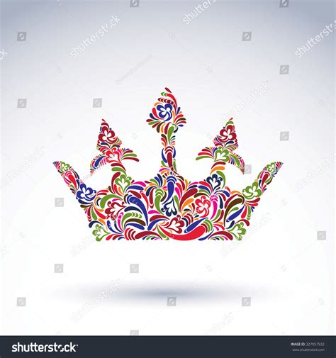 Colorful Flowerpatterned Crown Coronation Design Element Stock Vector ...