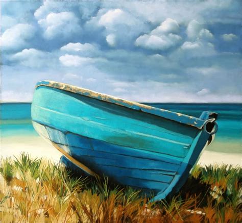 "Blue Boat" Pastel by Ria Hills | Boat art, Boat painting, Blue boat