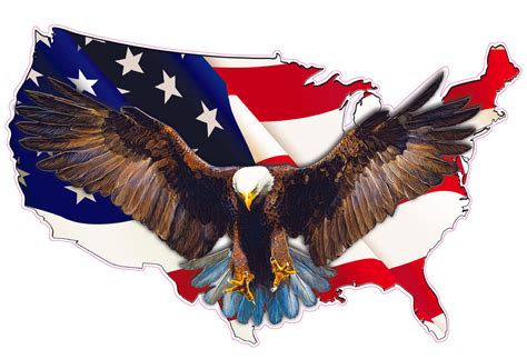 United States waving American Flag bald Eagle Decal | Nostalgia Decals ...