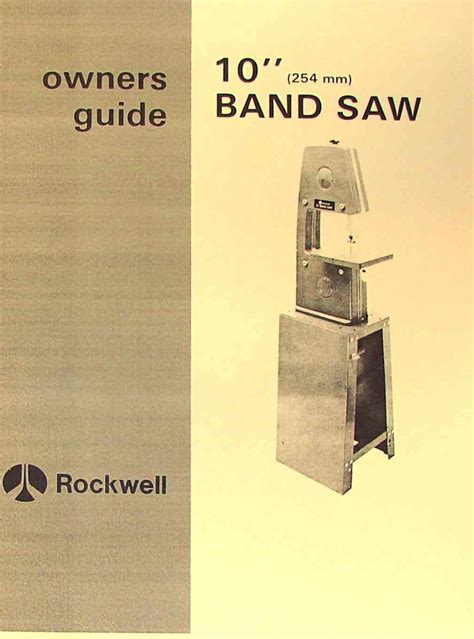 ROCKWELL 10 inch Band Saw Instruction & Parts Manual - Ozark Tool ...