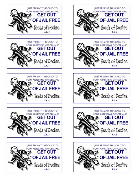 Get Out Of Jail Free Card Printable - Best FREE Printable