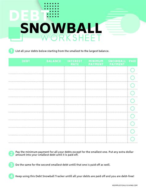 Free Printable Debt Snowball Worksheet