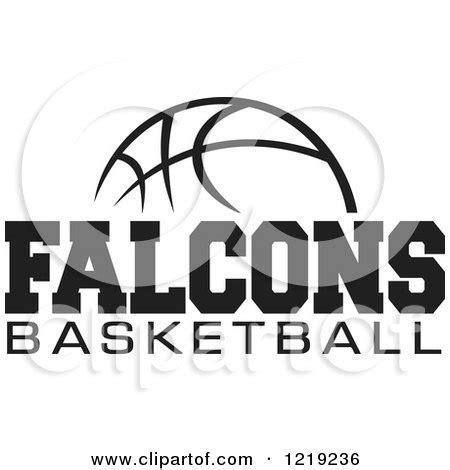 Clipart of a Black and White Ball with FALCONS BASKETBALL Text ...