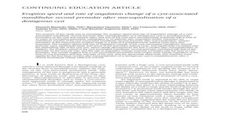 Eruption speed and rate of angulation change of a cyst-associated ...