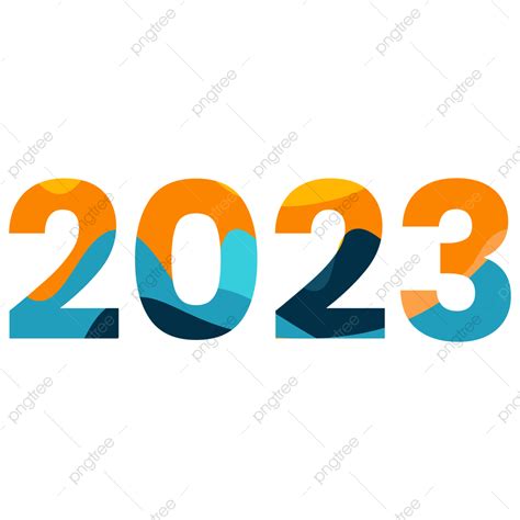 New Year 2023 Vector Hd PNG Images, The Number 2023 Wavy Color For New ...