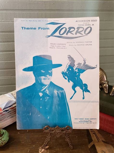 Zorro Vintage Sheet Music Theme Song Disney 1956 | Etsy | Vintage sheet ...