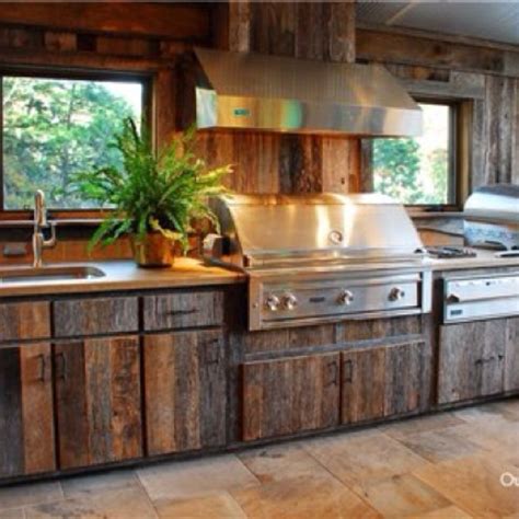 Outdoor kitchen wood cabinets - Hawk Haven