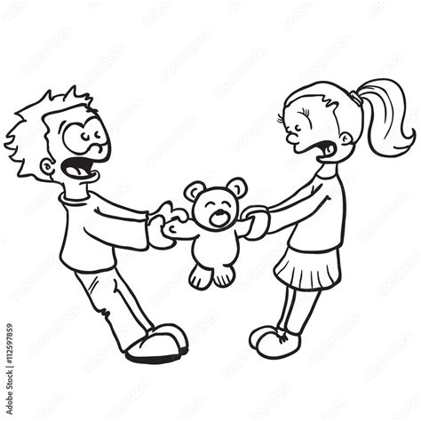 Children Fighting Clipart Black And White