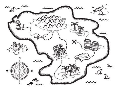 Printable Treasure Map Coloring Page | Treasure maps for kids, Pirate ...