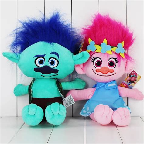 Large Size 40cm Trolls Plush Toy Poppy Branch Long Hair Stuffed Doll ...