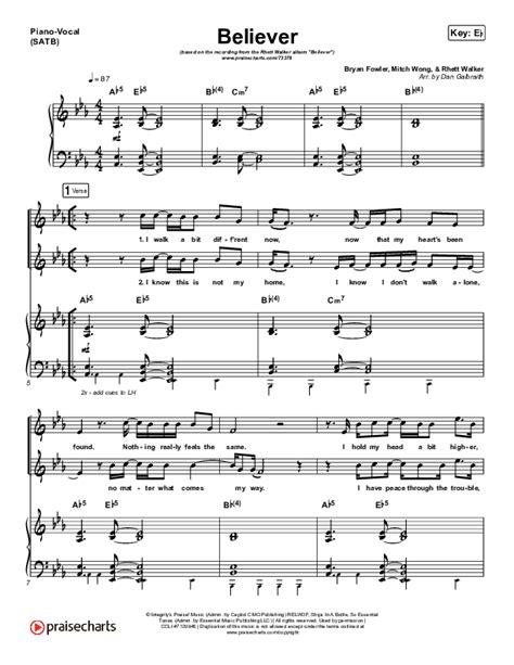 Believer Sheet Music PDF (Rhett Walker Band) - PraiseCharts