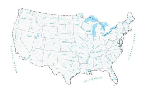 Lakes and Rivers Map of the United States - GIS Geography