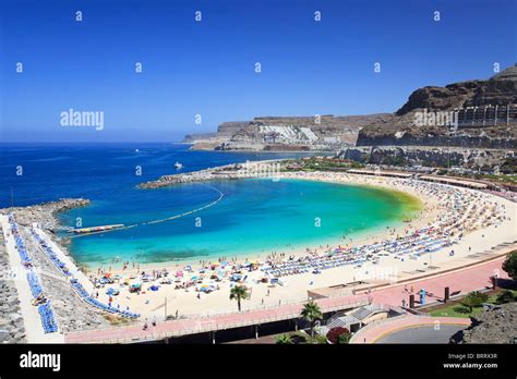 Canary Islands, Gran Canaria, Puerto Rico, Playa de Los Amadores Stock ...