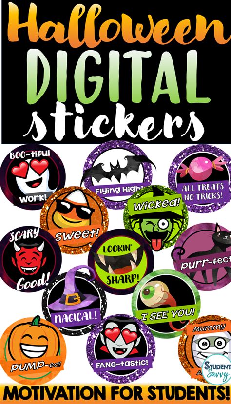 Halloween Digital Stickers for Google Slides and SeeSaw | Upper Elementary