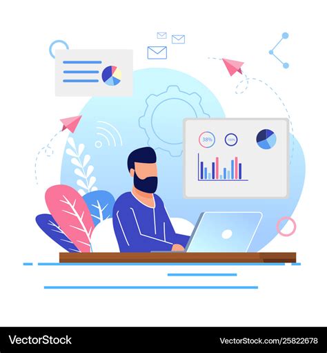 Office work cartoon flat Royalty Free Vector Image