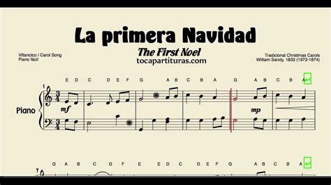 La Primera Navidad Partitura de Piano Fácil The First Noel - YouTube