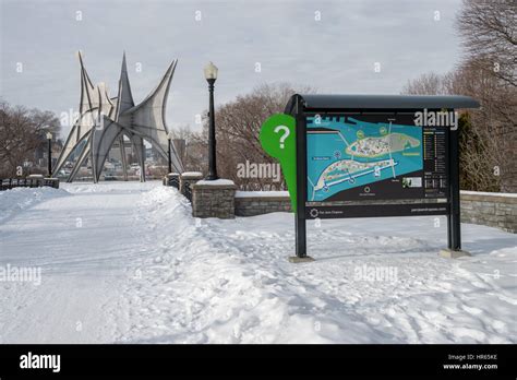 Montreal, CA - 5 February 2017: Parc Jean Drapeau map with Calder ...