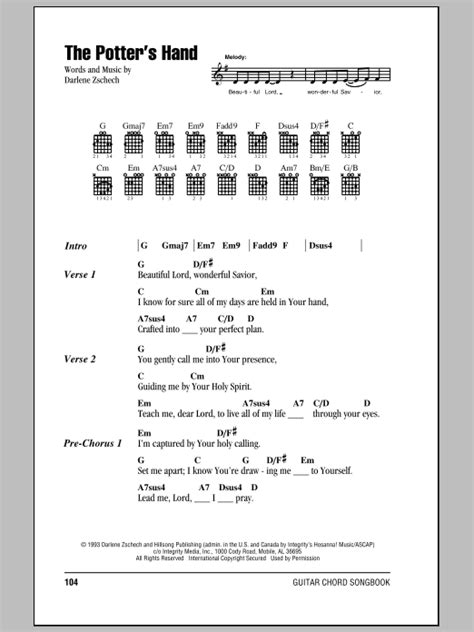 The Potter's Hand by Darlene Zschech - Guitar Chords/Lyrics - Guitar ...