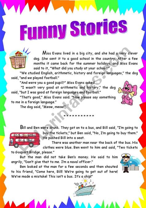 Funny stories - ESL worksheet by Lu25