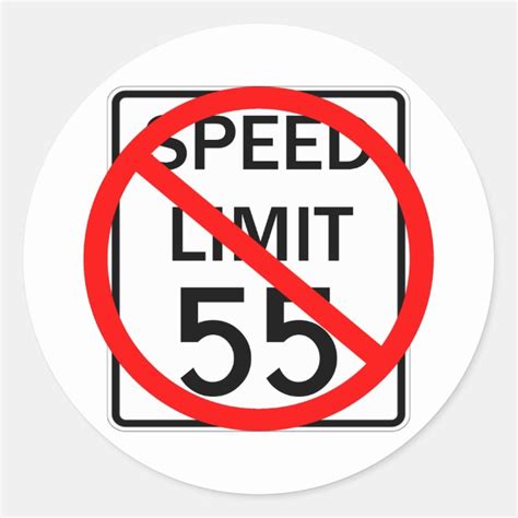 No 55 mph Speed Limit Sign Classic Round Sticker | Zazzle.com