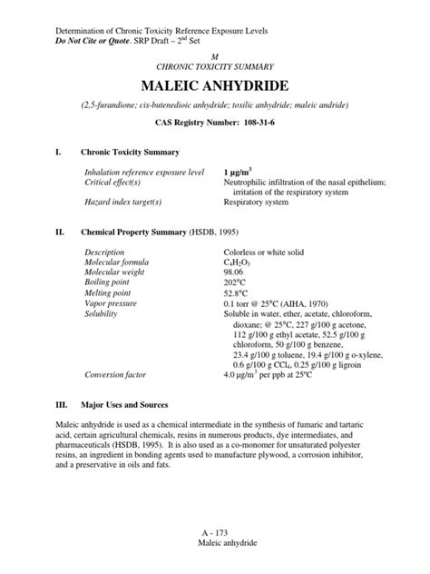 Chronic Toxicity Summary | PDF | Chemistry | Medical Specialties