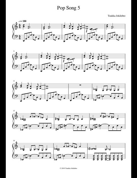 Pop Song 5 sheet music for Piano download free in PDF or MIDI