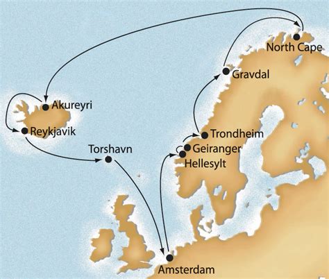 Iceland Norway Fjords Cruise Map