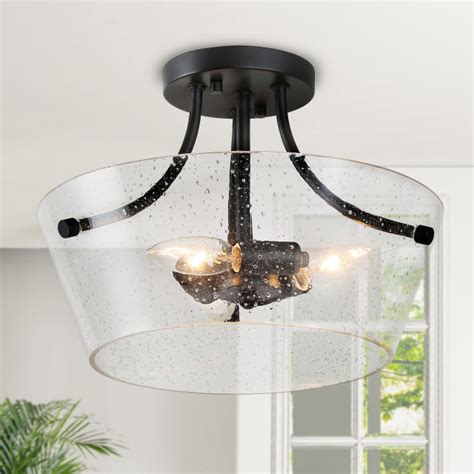 3-light Transitional Semi Flush Mount Lighting - Transitional - Flush ...