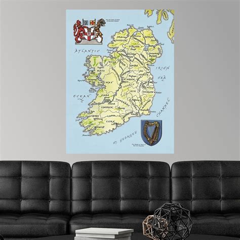 Map of Ireland Poster Art Print, Map Home Decor | eBay