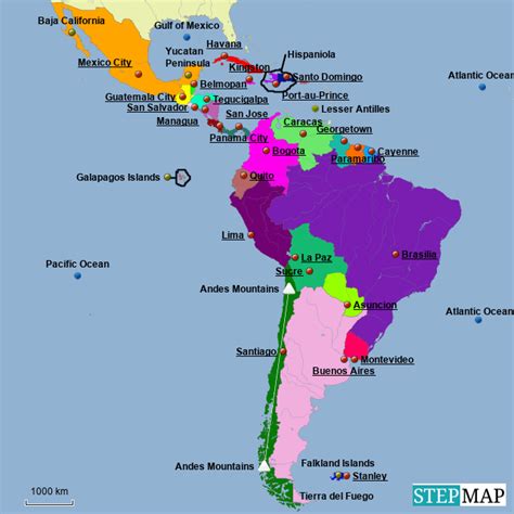 Latin America Map With Capital - Alvina Margalit