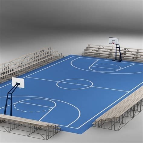 Basketball Court 02 | 3D model | Outdoor basketball court, Basketball ...