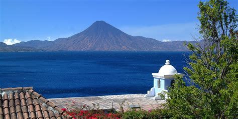 Lake Atitlán in Central America, a volcanic lake in Guatemala