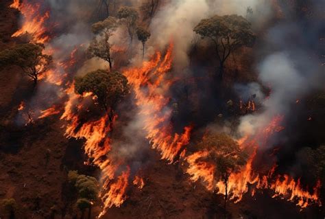 Premium Photo | An aerial view of a fire in the bush