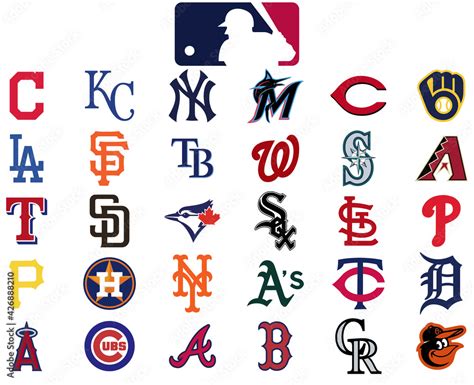 Major league baseball logo. Set of all 30 mlb teams. Baseball icons set ...