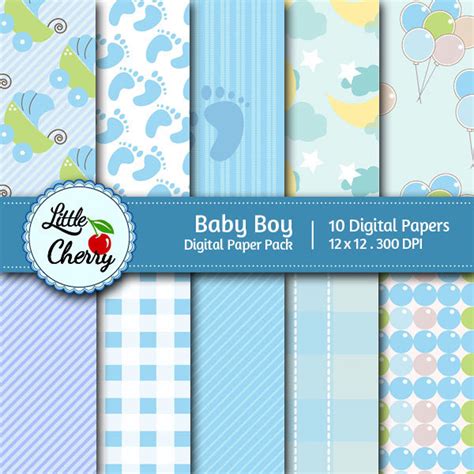 Baby Boy 10 Printable Digital Scrapbooking Papers 12 X12 | Etsy