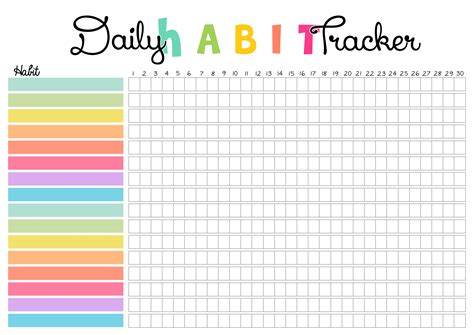 a printable daily habit tracker with colorful lines on the top and ...