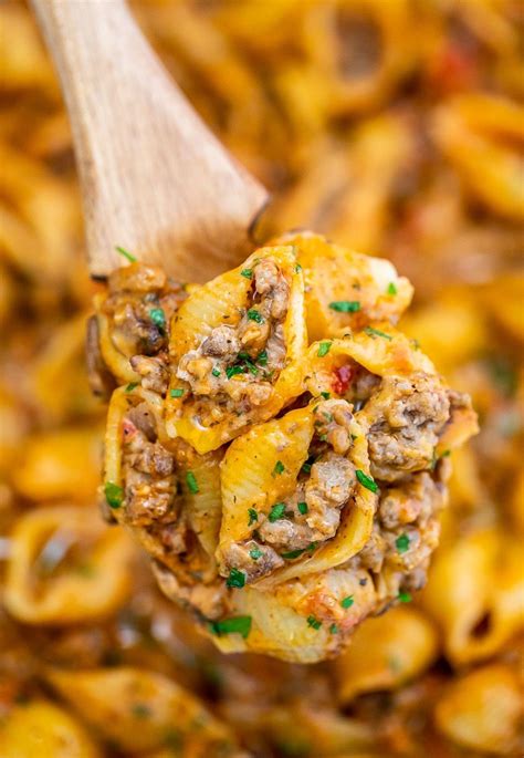 Creamy Beef and Shells is a pasta dish that is perfect for a quick ...